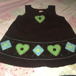 Brown corduroy dress w/ green &turquoise details